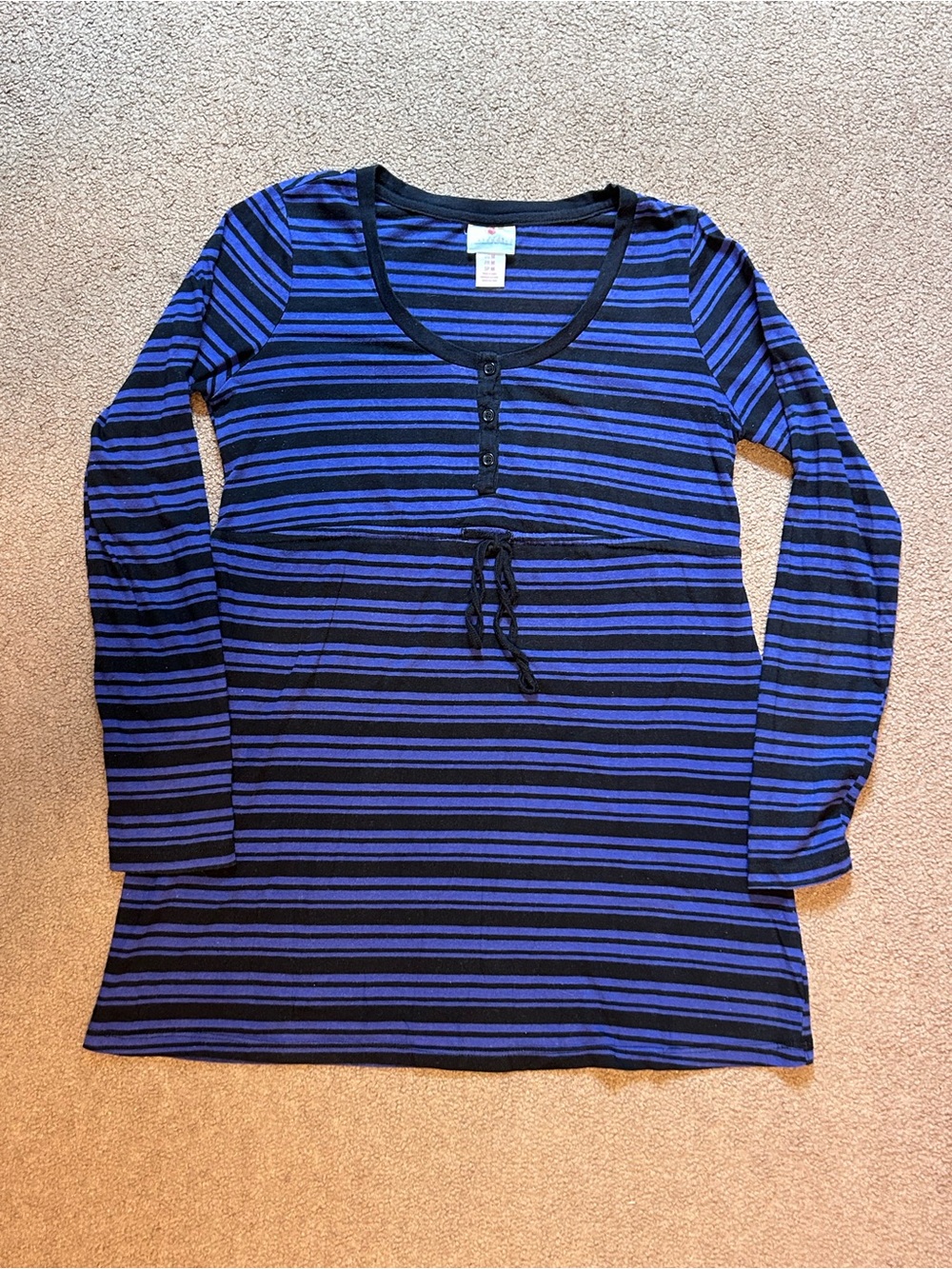 Women’s Maternity Top Size Med Black Striped Long Sleeve Two Hearts Maternity